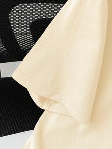 Tween Boy Casual Daily Commute Fashion Street Letter Print Loose Fit T-Shirt, Summer - Apricot - View 5