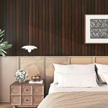 1 Roll Of Dark Brown Wooden Strip Peeling Wallpaper - Waterproof And Moisture-Proof Self-Adhesive Detachable Wallpaper Used For Cabinet Stickers Wall Bedroom Bathroom Kitchen Countertop Ceiling Decoration - Easy To Install Contact Paper Furniture Decoration Wallpaper 45CM*500/300/100CM