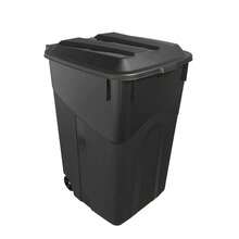 45 Gallon Wheeled Heavy Duty Plastic Garbage Can, Attached Lid, Black - 1 - Xem 3