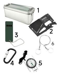 16件套户外露营徒步应急求生装备，多功能野外生存探险自救工具，SOS求生包，家用及车载应急包 - 彩色 - 查看 9