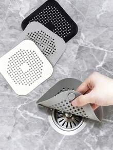 1 件带吸盘的排水毛发收集器，耐用硅胶方形淋浴排水盖，防止堵塞水槽过滤器，适合浴室、浴缸和厨房，浴室配件，夏季浴室装饰