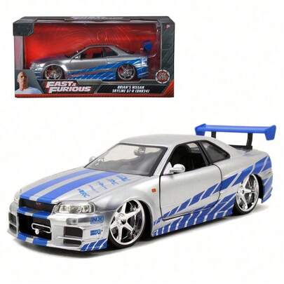 Simba 1:32 Scale Diecast Replica Racing Car Model - Nissan Skyline GT-R (RCNR33)/2006 Dodge Charger, Alloy Push Car Collectible, Deluxe Packaging, Great Gift For Men