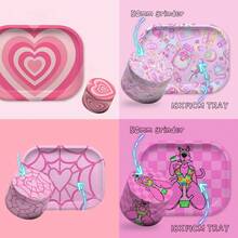 OFFPUFF 2pcs Pink Girly Rolling Tray And Herb Grinder Set - Multicolor - View 9