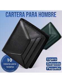 EstiloCarteras Para Caballero Piel, Cartera Hombre Con Monedero, 10 Ranuras Para Tarjetas, Billetera Con Monedero, Billetera Hombre Con ProteccióN RIFD, Ligero Y Delgado, NegroVersióN Mejorada - Negro, sin billetera - Ver 2