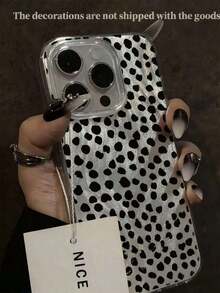 Funda de teléfono de moda minimalista de gasa de plumas pintada con estampado de leopardo, compatible con iPhone 17/16/15, Pintado 15 Pro Max, Funda de teléfono Apple P13 P14 Mujeres P11 Funda blanda P12 Anti-caída XS.XR /78P. - Plateado - Ver 2