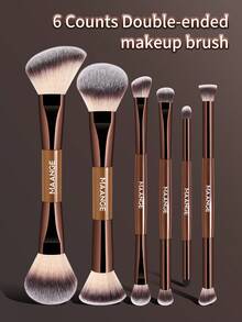 MAANGE 6支/13支/14支专业化妆刷套装，包含化妆包、散粉刷、腮红刷、睫毛膏刷、眼影刷、眉刷、高光刷、修容刷、唇刷、粉底刷、眼线刷。这款化妆工具套装是送给女性和女孩的理想旅行化妆刷套装。 - 棕色 - 查看 15