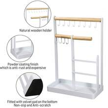 4 Tier Jewelry Organizer, Metal Jewelry  Holder Stand With 18 Holes For Earrings, 12 Hooks For Necklaces & Bracelets, Space Saving Display Rack - 白色 - 查看 6