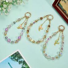 串珠手机手链挂绳，手机蝴蝶结吊坠腕带挂绳，可爱风，相机包配件，兼容安卓及大多数智能手机，送给母亲、家人、朋友、孩子、生日、节日的礼物 - 綠色 - 查看 6