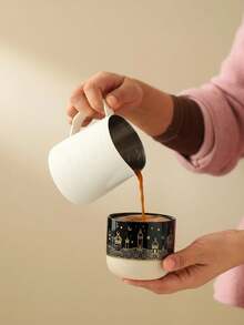 1个手工陶瓷星月图案可重复使用茶/咖啡杯，适用于浓缩咖啡和茶，是居家、办公和送礼的理想之选。 - 彩色 - 查看 8