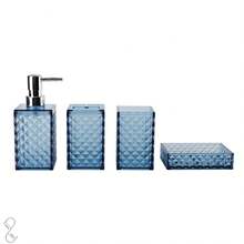 Bộ trang trí phòng tắm hình học màu xanh dương trang nhã 4 món - Bao gồm bình đựng xà phòng, giá đựng bàn chải đánh răng, cốc, chai sữa dưỡng thể và hộp màu - Món quà tân gia hoàn hảo, bộ phụ kiện phòng tắm | Trang trí phòng tắm hiện đại | Hộp quà bóng bẩy - Nhiều màu - Xem 11