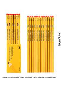 12pcs HB Wooden Pencils With Erasers, Student Sketching & Drawing Pencils, Natural Wood Yellow Barrel Pencils With Erasers, HB Student Stationery Writing Tools For Beginners, Stationery Party Gifts, Teacher Supplies, School Supplies, Travel Pencils, Cute Calligraphy, School Opening Prizes - Multicolor - View 5
