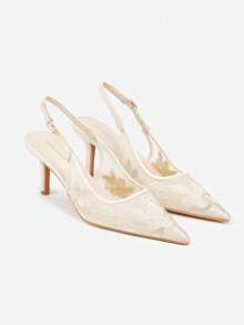 Women's Pointed Toe Buckle Design Fashion Daily Wear High Heel Sandals - Beige - View 5