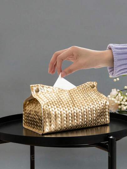 صندوق مناديل بنمط السمك العظمي ذو لون أحادي، حامل مناديل رأسي مصنوع من جلد البولي يوريثان بشكل حرف V، مناسب للمكتب والغرفة الصيفية والبار وغرفة المعيشة والنوم وحفلات الأعياد والحديقة والسيارة