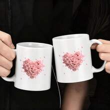 Set de 8 pegatinas de transferencia de calor UV DTF, serie de diseño de rosas y corazones rosas del Día de San Valentín, patrón de dibujos animados, pegatinas de película de vinilo 3D resistentes al agua y a los arañazos, adecuadas para vasos de vidrio, tazas, refrigeradores - Pegatinas de alta calidad, pegatinas de arte de cristal DIY