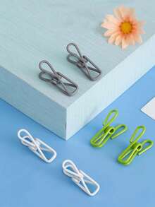 Clothesline Clips That Can Firmly Secure Towels, Clothes, And Blankets On A Clothesline Or Rack To Dry. Stainless Steel Sealing Clips, Food Sealing Bag Clips, Snack Sealing Bag Clips, Portable Random Color Sealing Clips, Suitable For Clothes Clips And Food Bag Sealing Storage, Suitable For Back-To-School Travel Essentials, Home Decor And Apartment Accessories. - Multicolor - View 6
