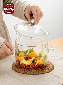 1pc High Borosilicate Glass Casserole Pot, Transparent Soup Pot For Gas Stove, Heat Resistant Mini Pot Seafood Boil