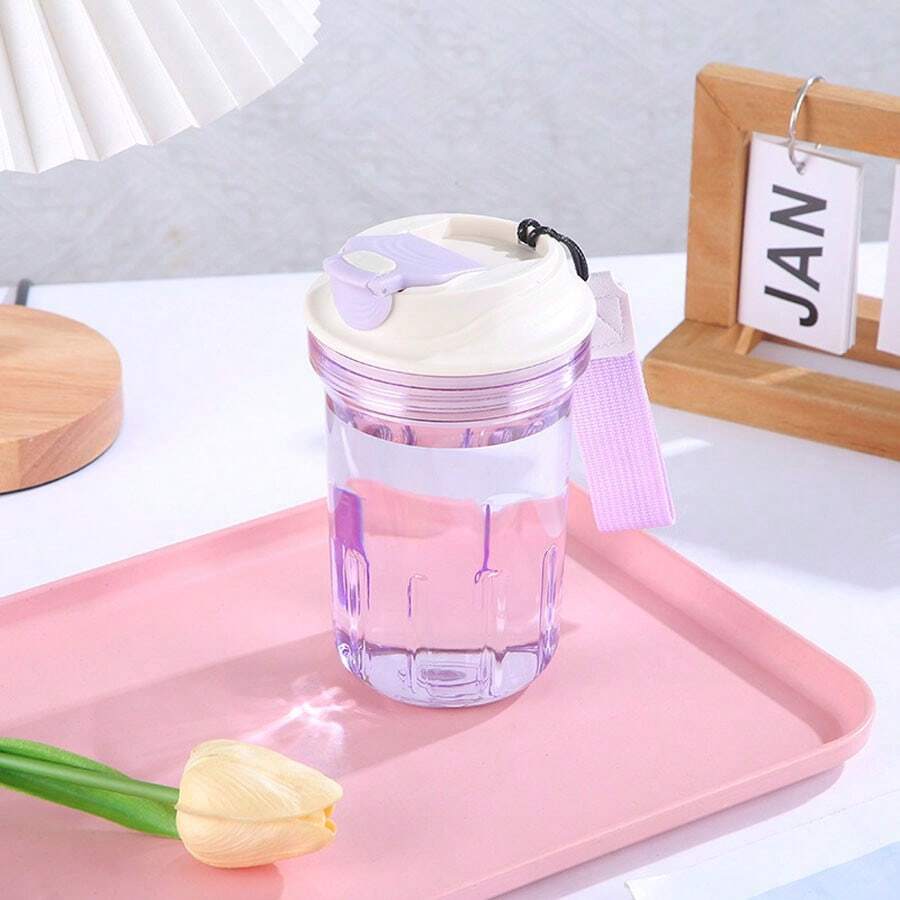 1pc Outdoor Sports Water Bottle With Carrying Strap, Portable Plastic Cup Suitable For Various Outdoor Activities