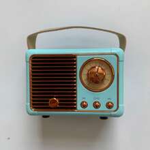 AyeBeau 无线蓝牙扬声器音响音乐盒，便携式免提低音炮扬声器，400mAh/1.48Wh 电池，复古迷你无线扬声器带收音机 - 藍色 - 查看 14