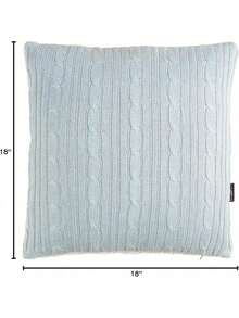 Almohada de Punto Trenzado con Respaldo Sherpa, 18 x 18 Pulgadas - azul - Ver 4