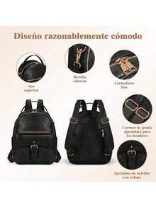 TendenciaRAINSMORE Mochilas para Mujer Pequeñas Mochila Antirrobo Cuero Mochila Monedero para Mujer Impermeable Mochila Informal De Moda Convertible Bolso de Hombro para Viajes Trabajo UniversidadCalidad premium - beige y marrón - Ver 11