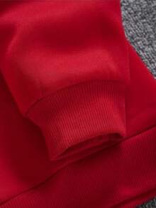 Unisex Oversized Fleece Lined Hoodie Originals Letter Print Kangaroo Pocket Drawstring Hood Fall Winter Warm Top - 紅色 - 查看 4