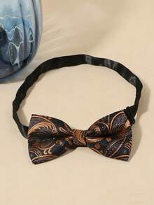 1条男士时尚佩斯利花纹双层领结，适合派对、日常穿着、上学、旅行等场合。
