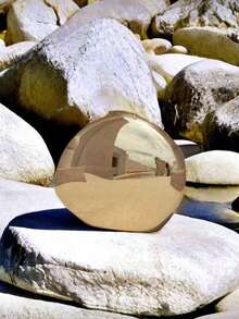 新款晚宴包，小众金属亚克力包，蛋形单肩斜挎包，化妆包，时尚小包，纯色金色透明款，配有光滑圆形搭扣，金属链条设计，可肩背、斜挎或手提 - 金色 - 查看 3