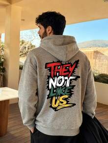 Teen Boy Casual Hooded Sweatshirt, Simple Letters Pattern Print, Long - Sleeved Pullover Design,Ribbed Cuffs And Hem, Machine Washable,Suitable For School, Vacation, Shopping And Party Outfits - Grey - View 1