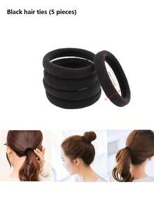 人造花朵发圈/马尾辫发饰，甜甜圈发髻造型，松紧带固定，蓬松有弹性，适合女性，美发造型套装，美发工具 - 彩色 - 查看 6