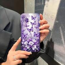 1PC Phone Case ,  Purple Butterflies And Flowers Pattern , Stylish Phone Case, Phone Decoration, All-around Lens Protection, Creative Small Gift, Funny Gift for Boys and Girls - ブラック - チェックする 5