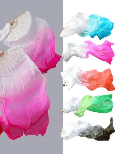 Abanico de seda para danza del vientre, abanico de seda artificial y bambú, abanicos de tela coloridos para mujeres bailarinas, actuaciones en el escenario, bodas, baile cuadrado, decoración de fiestas, eventos de danza. También adecuado como regalo del Día de la Madre, artículos y accesorios de danza