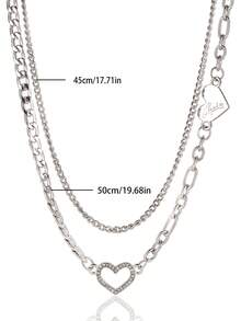 1pc Design Double Layer Titanium Steel Chain Necklace For Women, Suitable For Daily Wear