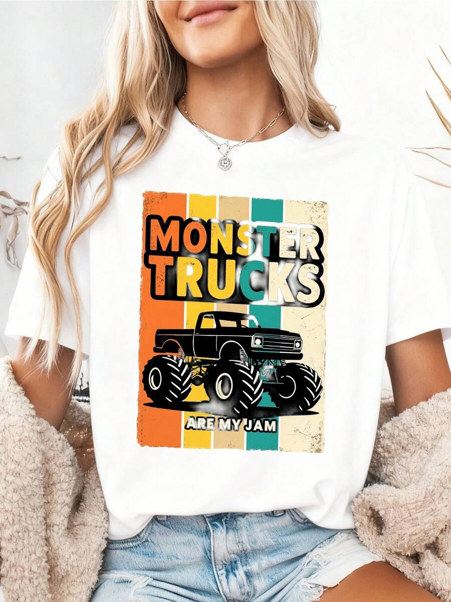 Los monster trucks son mi mermelada - Camiseta unisex vintage retro de regalo de monster truck-3 - Blanco 4 - Ver 1