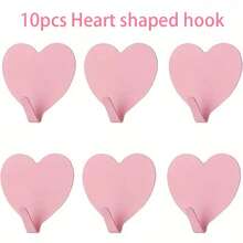 10个自粘心形墙钩 - 无需钻孔，轻松移除，强力金属钩带背胶，适用于悬挂外套、帽子、包包 - 时尚装饰钩，适用于浴室、卧室（出租/自有房屋），多用途挂钩 - 彩色 - 查看 9