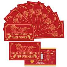 32张/套 中国新年刮刮卡，2026兔年派对算命游戏，红色中国新年祝福刮刮卡，农历新年装饰春节派对礼物 - 彩色 - 查看 3