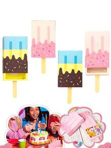 12pcs - 3D Ice Lolly Shaped Gift Box - Fun Paper Candy Box, Baby Shower Decor - DIY Cute Party Favors And Mini Gift Boxes, Mini Cartoon Candy Foldable Paper Decorative Box, Gender Reveal Party Decor For Boys Or Girls