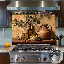 1 片复古厨房墙贴 - 自粘 PVC 贴纸，卡通橄榄油瓶和陶瓷罐图案，哑光表面，可重复使用，易于粘贴，PVC 材质，适用于厨房装饰、厨房墙面装饰 | 乡村风厨房装饰 | PVC 贴纸、厨房装饰及配件 - 彩色 - 查看 12