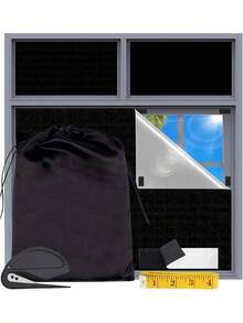 EstiloTendenciaPersianas Opacas PortáTiles, 144 X 200Cm Cortinas Opacas Con Aislamiento TéRmico Con Regla Y Bolsas, Se Puede Cortar, Para Ventana De Techo DormitorioCalidad PremiumVersióN Mejorada - 200*144 centímetros - Ver 10