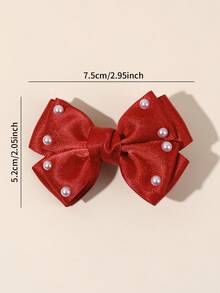 2 piezas de pasadores de pelo con mariposa de satén en rosa y rojo, pasadores de pelo elegantes con perlas de moda para uso diario, fiestas, fotos en la playa, accesorios de pelo de estilo princesa - Multicolor - Ver 11