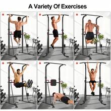 Power Tower Pull Up Bar Station, 330 Lbs Stable Pull Up Dip Station For Home Gym Strength Training Equipment,Six Adjustable Heights - Black - View 2