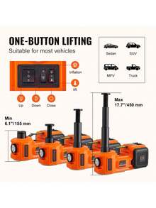 Electric Car Jack  5 Ton 11023 LBS Hydraulic Jack With Electric Impact Wrench  Portable Car Lift With Built-In Inflatable Pump  And LED Light For SUV MPV Sedan Truck Change Tires Garage Repair - Orange - View 3