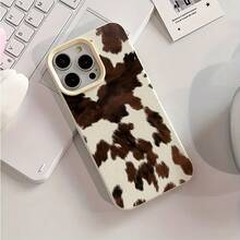 Patrón de estampado de vaca marrón y blanco para funda iPhone17ProMax 17/16PRO/15/14/13/12/11 serie TPU resistente a caídas, de alta gama, carcasa suave, nuevo estilo, moderno, funda protectora, regalo, negocios, estilo de lujo ligero - Estilo 1 (1 pieza) - Ver 5
