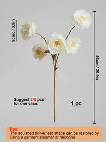 1/3/6支装仿真丝牡丹花，长茎，适用于婚礼、庆典装饰、DIY插花、客厅、卧室、餐厅家居装饰、返校用品