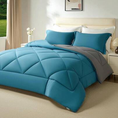 Beeweed King Size Duvet, 13.5 Tog Down Alternative Thick Comforter Set With 2 Shams, Reversible Coverless Duvet Microfiber Soft Warm Bed Quilt For Winter, Machine Washable, 230x220cm