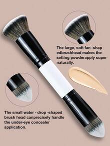 YZIMENG 4支装专业双头化妆刷套装 - 包括斜角粉底刷、轮廓刷、腮红刷、散粉刷、眼影刷、遮瑕刷、高光刷和晕染刷。刷毛柔软，便于携带，是送给女性和女孩的绝佳礼物。赠品、专业化妆刷、全套化妆刷套装 - 黑與白 - 查看 4