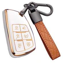 Key Fob Cover For Chevy C With Keychain Tahoe Suburban Equinox Traverse Yukon Denali Terrain Buick Envision Premium Soft TPU Case 6 Buttons Ivory - Ivory - View 1