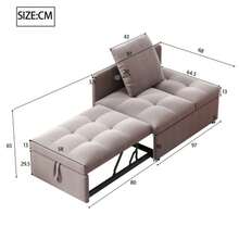 Polsterbett Schlafsofa 3 In 1 Multifunktions-Schlafsofa, Leinenstoffsofa Mit Verstellbarer Rückenlehne, Liegesofa Für Kleine Räume - Grey - View 2