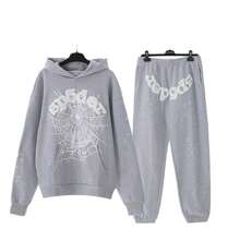 European & American Hip-Hop Spider Hoodie Set Y2K Hooded Sweatshirt Unisex Hoodie Streetwear Set Two-Piece Animal Print Cut-And-Sew Casual Style - Xám - Xem 1