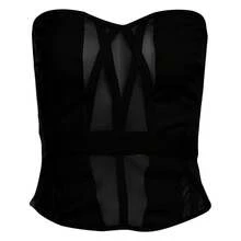 European And American Style Spring New Women's Solid Color Slim Street Fashion Off-Shoulder Tube Top Backless Vest - Black - View 1