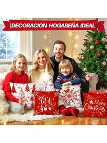 EstiloTendenciaAUTOWT Fundas De Cojines NavideñOs 4PCS, 45 X 45 Cm Funda Almohada Suave Navidad Fundas Almohadas Decorativas Para La DecoracióN NavideñA Del HogarCalidad PremiumVersióN Mejorada - Navidad - Ver 7